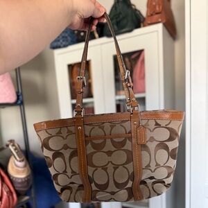 Coach Tan and Brown Signature Tote